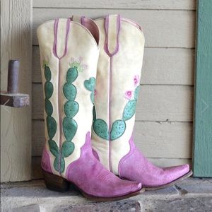 Junk Gypsy Pink Flowering Cactus Western Boots